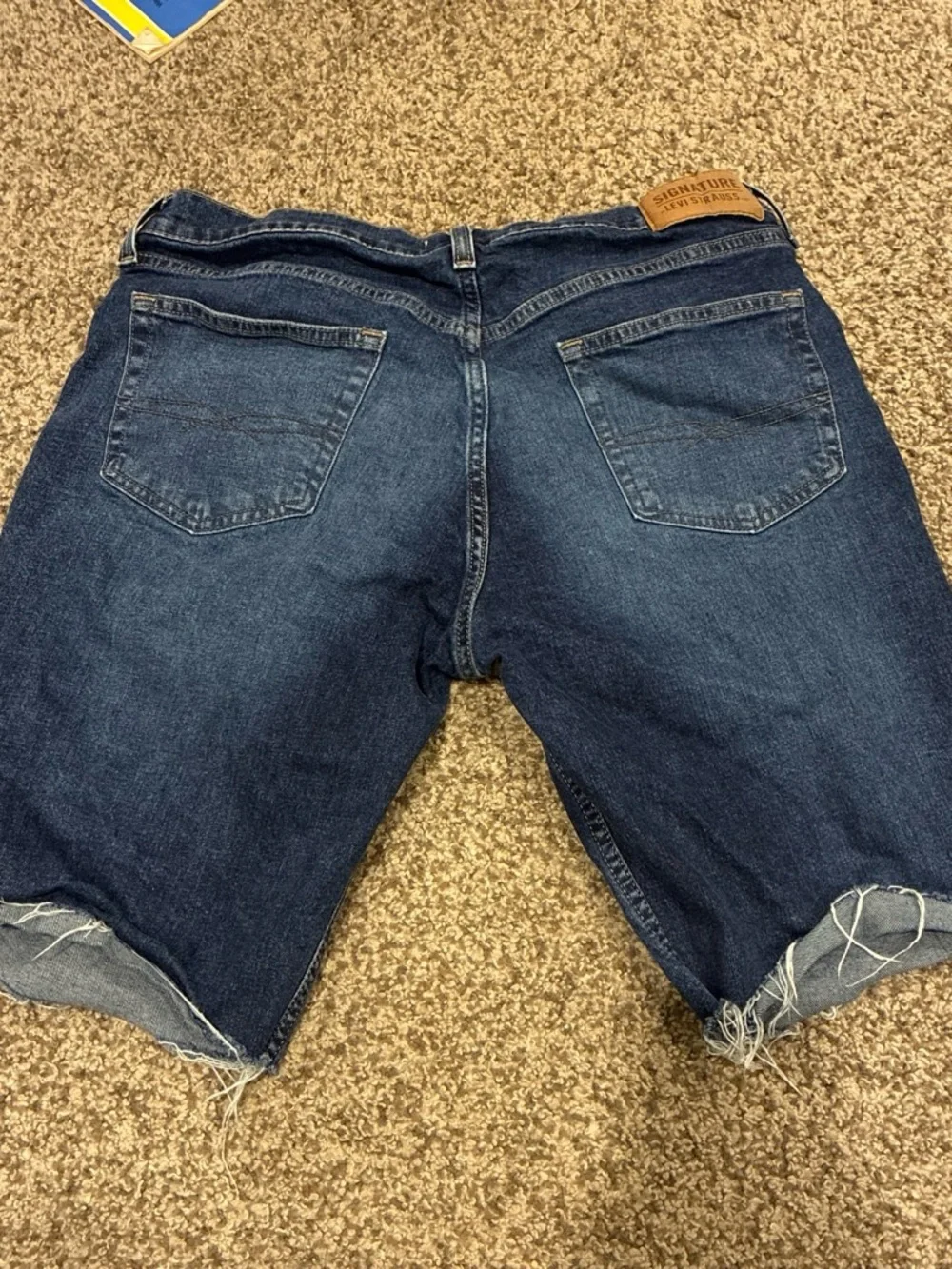 Signature by Levi Strauss Dark Blue Denim Cutoff Shorts